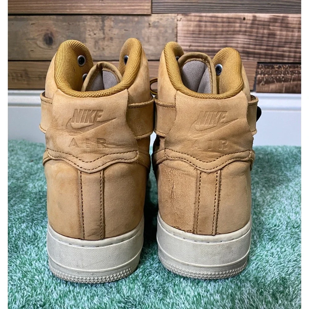 Nike‎ Air Force One Mens 12 Wheat Suede Flax Bone High Top 525317-700 (2018)